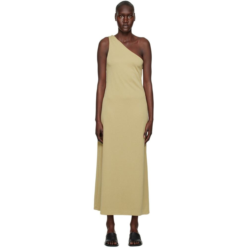 Third Form One Shoulder Sleeveless Midi Dress Khaki - S